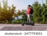 Fast ride on an electric scooter, photo with blur in motion.