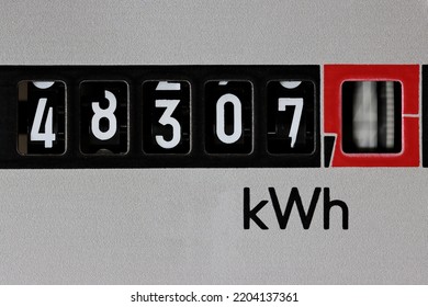 fast running analogue electric meter in private household - Shutterstock ID 2204137361