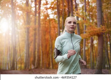 Fast Running Woman In The Forest