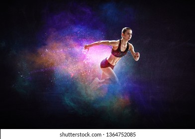 Fast Running Young Woman Mixed Media Stock Photo 1364752085 | Shutterstock