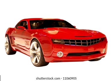 A Fast Sports Car Isolated On A White Background