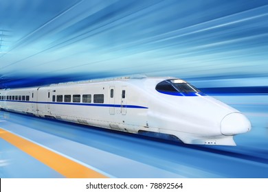 Fast Train With Motion Blur.