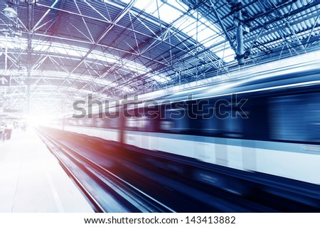Fast train with motion blur.