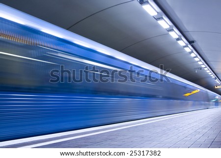 fast train passing by. motion blur