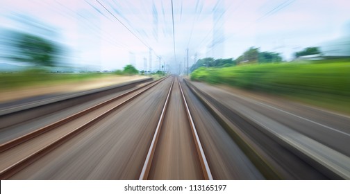 Fast Train Window View