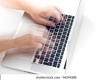 Fast Typing On Laptop Keyboard.