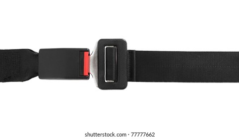 Fastened Seat Belt. All On White Background.