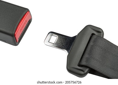 Fastened Seat Belt. On White Background.