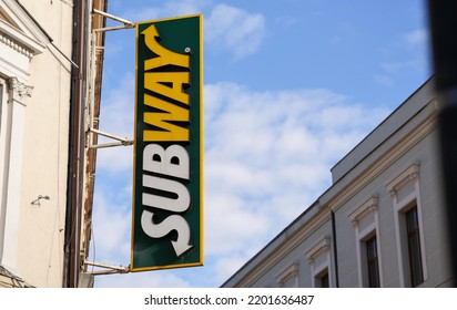 Fast-food Industry Restaurant. The Logo Sign Of A Subway American Multi-national Franchise. Romania, 2022.