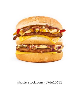 Fastfood Tall Tasty Double Beef Burger Isolated