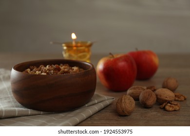 Fasting Meals On Wooden Table. Lent Season