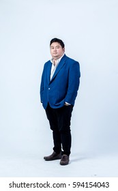 Fat Asian Business Man With Shirt Isolate On White Background