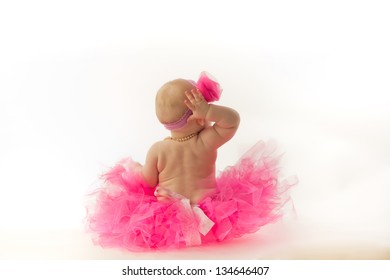 Fat Baby From Behind In Pink Tutu