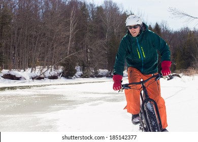 Fat Bike Rider In Winter