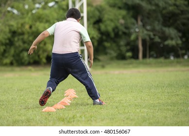 Fat Boy Running In The Field 