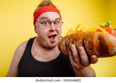 Fat Funny Man Eating Unhealthy Big Stock Photo 1054148402 | Shutterstock