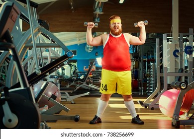 Fat Funny Man In The Gym.