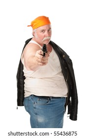 fat man leather jacket