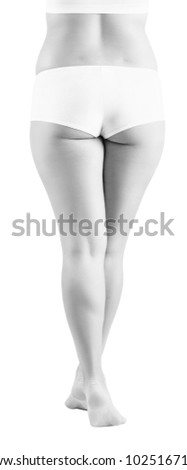 Fat legs of young woman. Obesity concept.