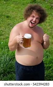 Fat man drinking beer