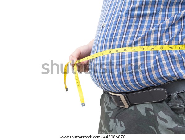 Fat Man Holding Measurement Tape Stock Photo 443086870 Shutterstock