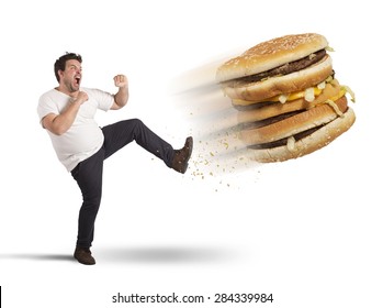 Fat Man Kicks A Giant Fat Sandwich