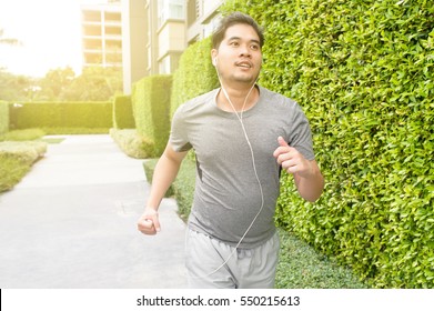 Fat Man Running For  Lose Weight