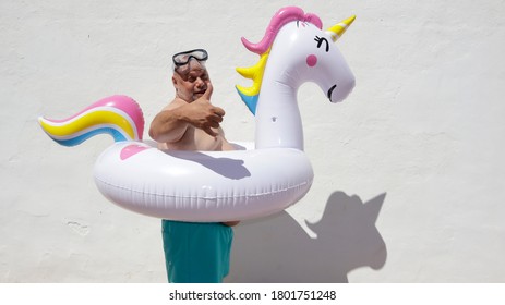  Fat Man With Unicorn Float