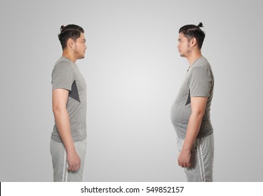 Fat And Slim Asian Man