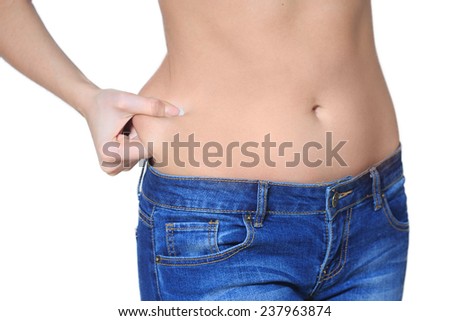 Fat woman isolated over white