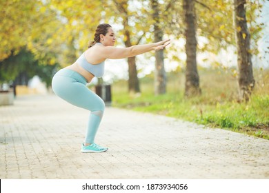 Fat Woman Jogging, Doing Sports For Weight Loss, Obesity Problem. High Quality Photo.