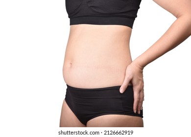 Fat Woman Standing Showing Belly 260nw 2126662919 