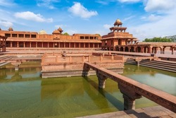 Fatehpur Sikri Medieval Fort City Ruins Made Of Red Sandstone At Agra India