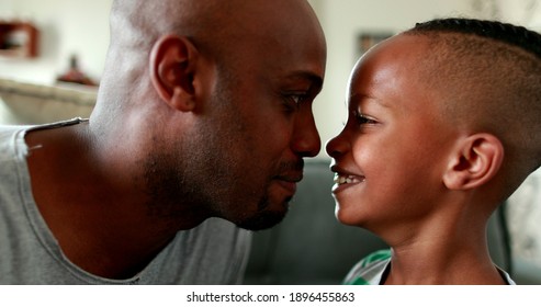 Father And Boy Bonding Together. Eskimo Kiss