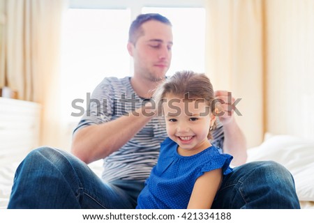 Similar – Image, Stock Photo father combing Lifestyle