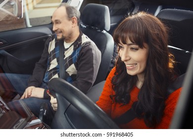 Father And Daughter In Car 