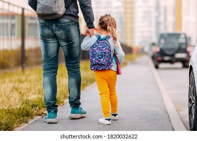 Father Daughter Going School First Time Stock Photo 1820032622 ...