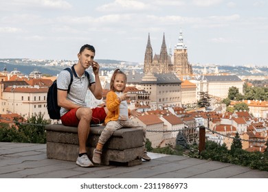 Father and daughter in Prague. This photo has been taken in Prague, 2023