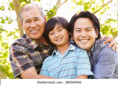 Father, Grandfather And Son Portrait