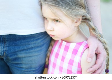 Father Hugging Little Adorable Sad Daughter Stock Photo (Edit Now ...