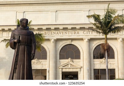 Father Junipero Serra Statue In Front Of Ventura Or San Buenaventura City Hall In California