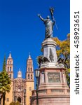 Father Miguel Hidalgo Statue Parroquia Cathedral Dolores Hidalgo Mexico. Where Father Miguel Hidalgo made his Grito de Dolores starting the 1810 War of Independence in Mexico.  Statue erected 1867.