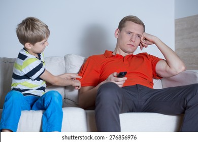 The Father Is Not Interested In His Son At Home