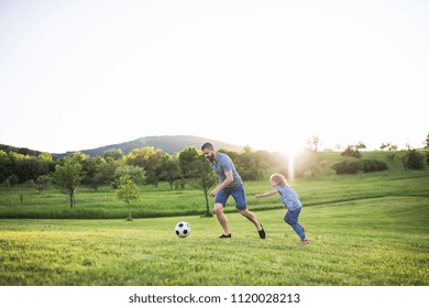 Father with a small daughter playing with a ball in spring nature. - Powered by Shutterstock