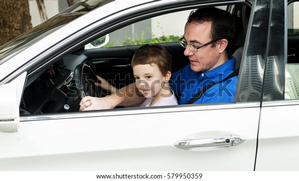 Father Son Car Passenger\
Concept