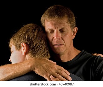 Father And Son In Emotional Hug - Father Crying