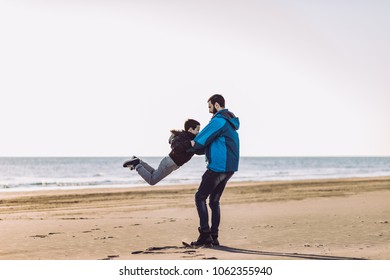 Father Son Have Fun On Beach Stock Photo 1062355940 | Shutterstock