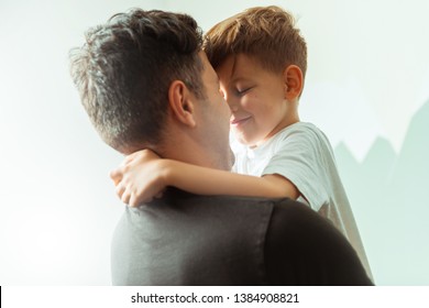 Father Son Hugging Eyes Closed Stock Photo 1384908821 | Shutterstock