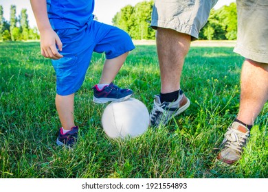 Father Son Playing Soccer Ball Stock Photo 1921554893 