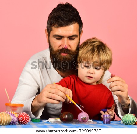Father Son Preparing Holiday Dad Painted Stock Photo Edit Now